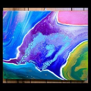 Acrylic pour painting neon 16x20